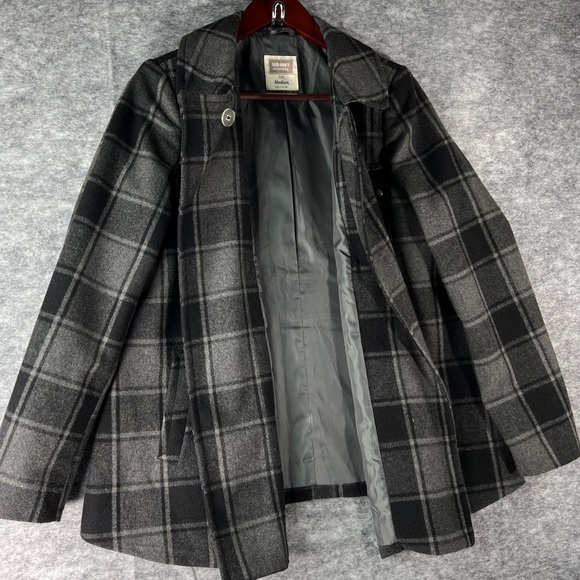 Maternity Wool Coat Sz MED Old Navy Gray Black Pockets Fully-Lined Toggle Close - Picture 8 of 14